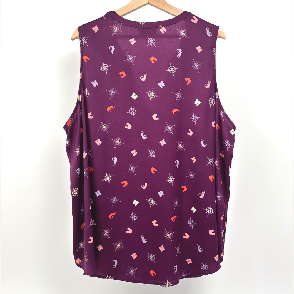 Modcloth Purple Creative Contribution Binocular Compass Sleeveless Top Size 3x View 2